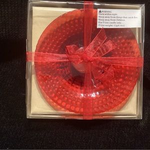 New Christmas red candle dish 6” diameter with tea lights